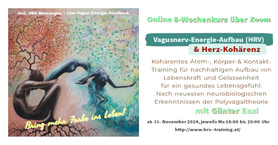 Online 8-Wochen-Kurs: Herz-Kohrenz & Vagusnerv-Energie-Aufbau(HRV) 2024 ber Zoom
